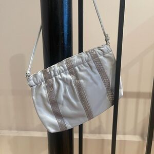 Vintage Gray Clutch with Snakeskin Accents